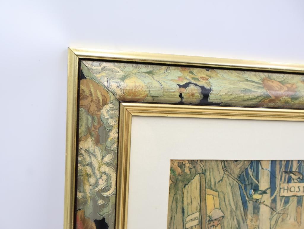 Floral Framed Vintage 'Woodland Hospital' Print by Margaret Winifred Tarrant - 8