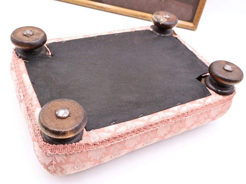 Vintage Footstool and Signed Art Piece - 5