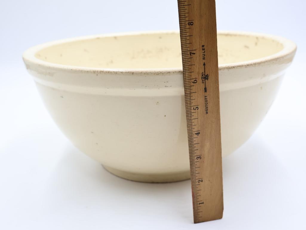 Antique Large Stoneware Mixing Bowl - 3