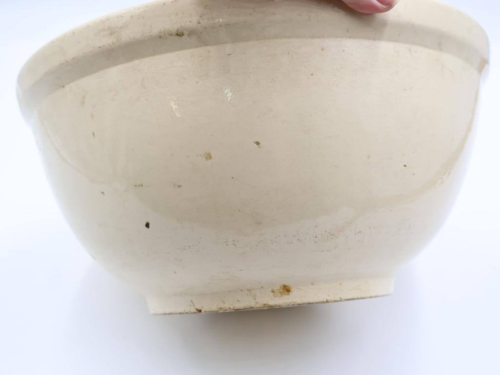 Antique Large Stoneware Mixing Bowl - 5