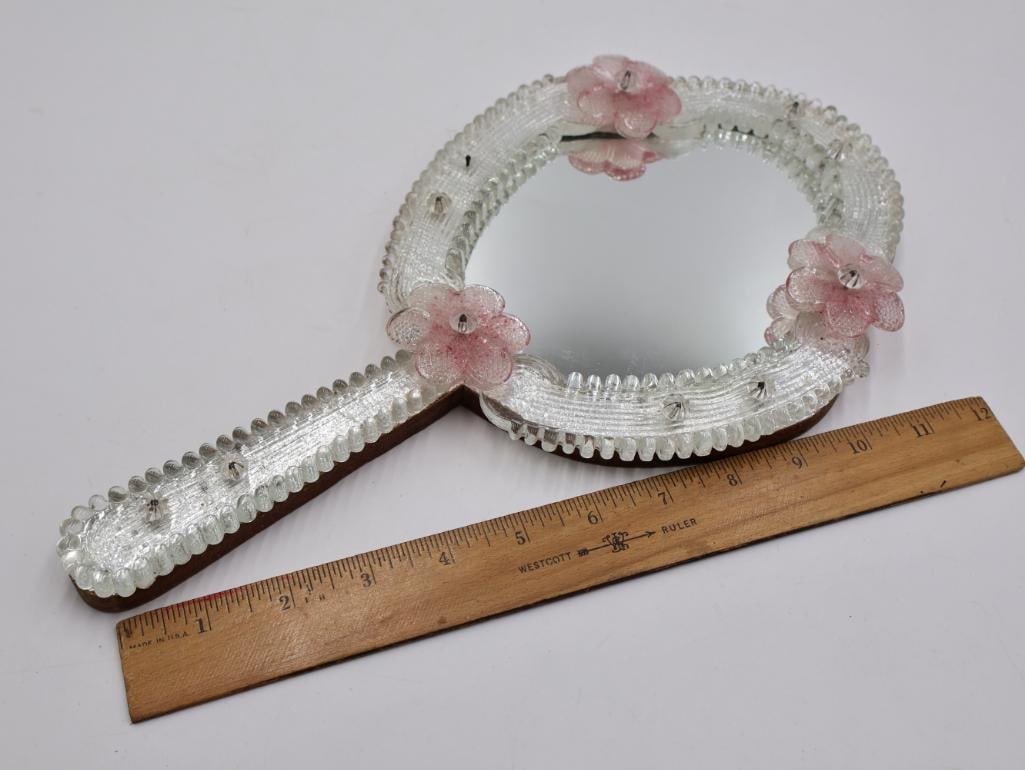 Vintage Venetian Glass Hand Mirror - 2