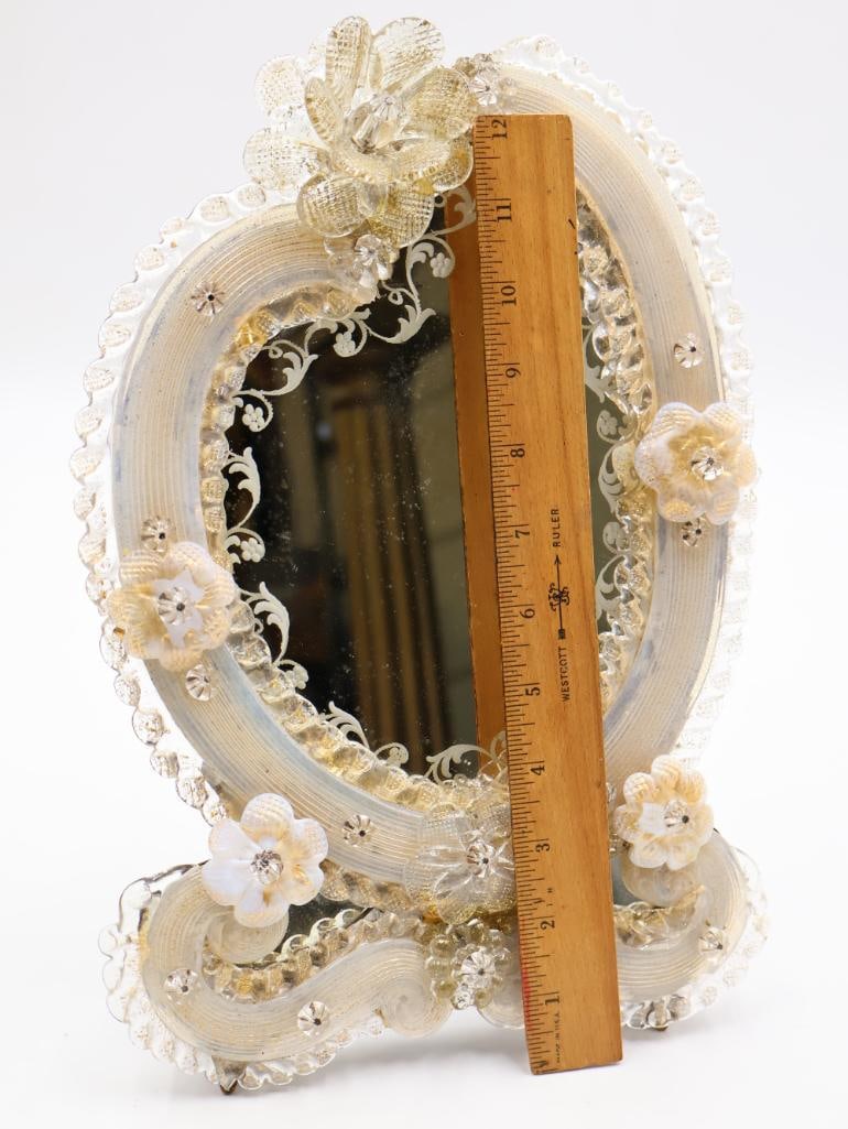 Vintage Venetian Ornate Glass Table Top Mirror - 2
