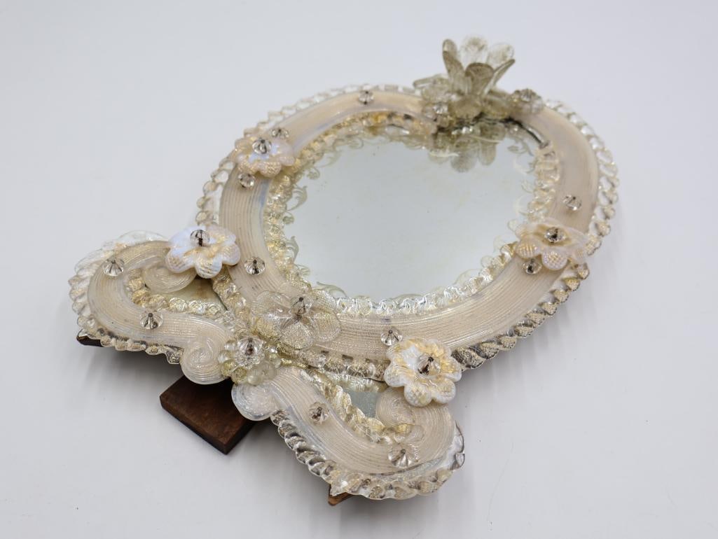 Vintage Venetian Ornate Glass Table Top Mirror - 4