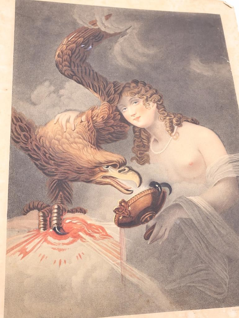 Antique Etching Print of Hebe and Eagle Zeus - 2