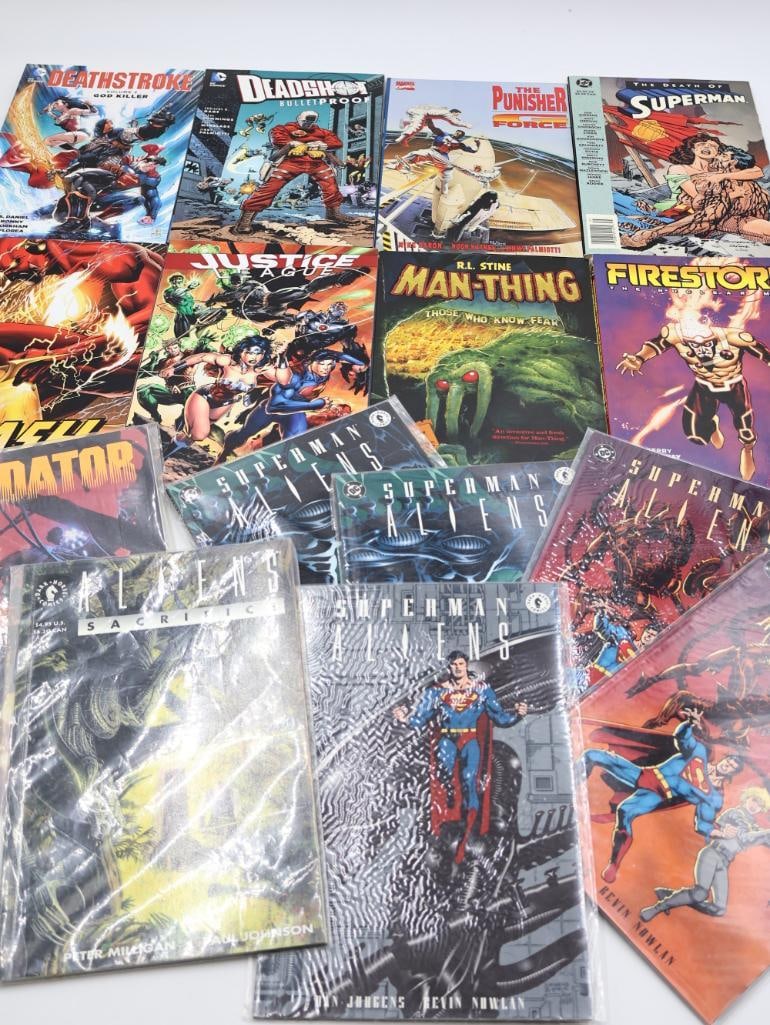 Assorted Omni Books: Includes Predator, Aliens, Superman Aliens, The Flash, Justice League, Man-Thing, Firestorm and more