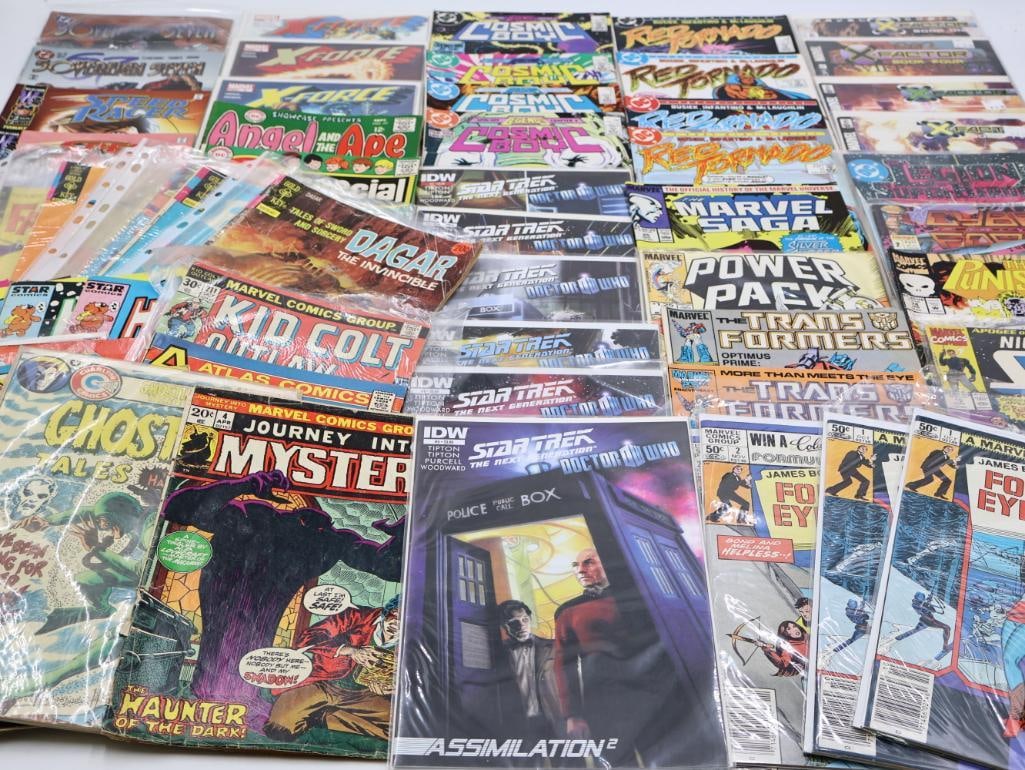 Collection of Mixed Comics: Various comics by Charlton, Atlas, Marvel, Star, DC, Dark Horse, and more. Includes Star Wars Doctor Who crossover, Archie comics, James Bonds, Transformers, and more