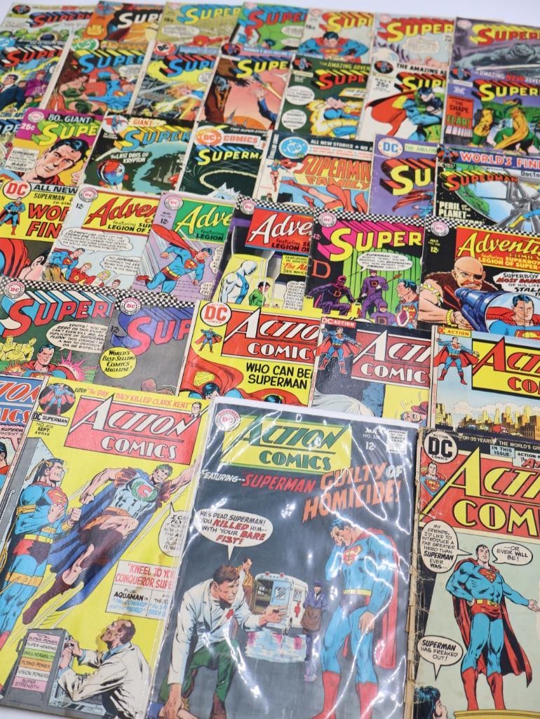 Various Superman Comics: Comics include Action Comics, Superman and various others, Adventure Comics and more