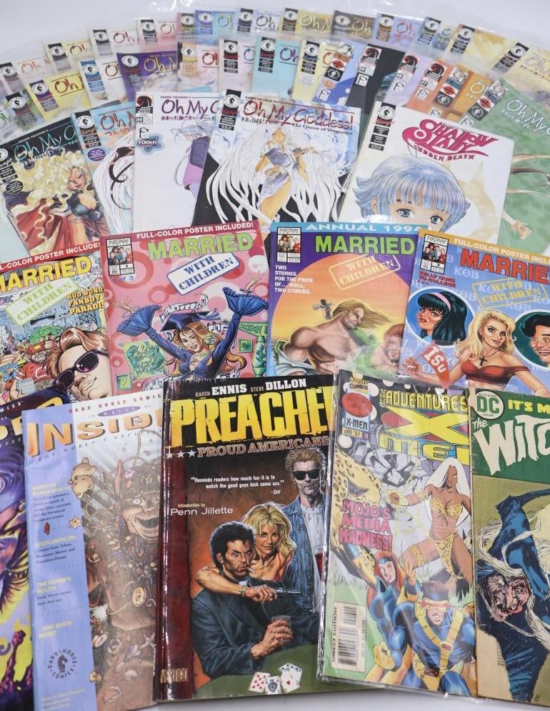 Various Lot of Comics and Anime: Includes X Men, Preacher, Married with Children, and large collection of Oh My Goddess and more