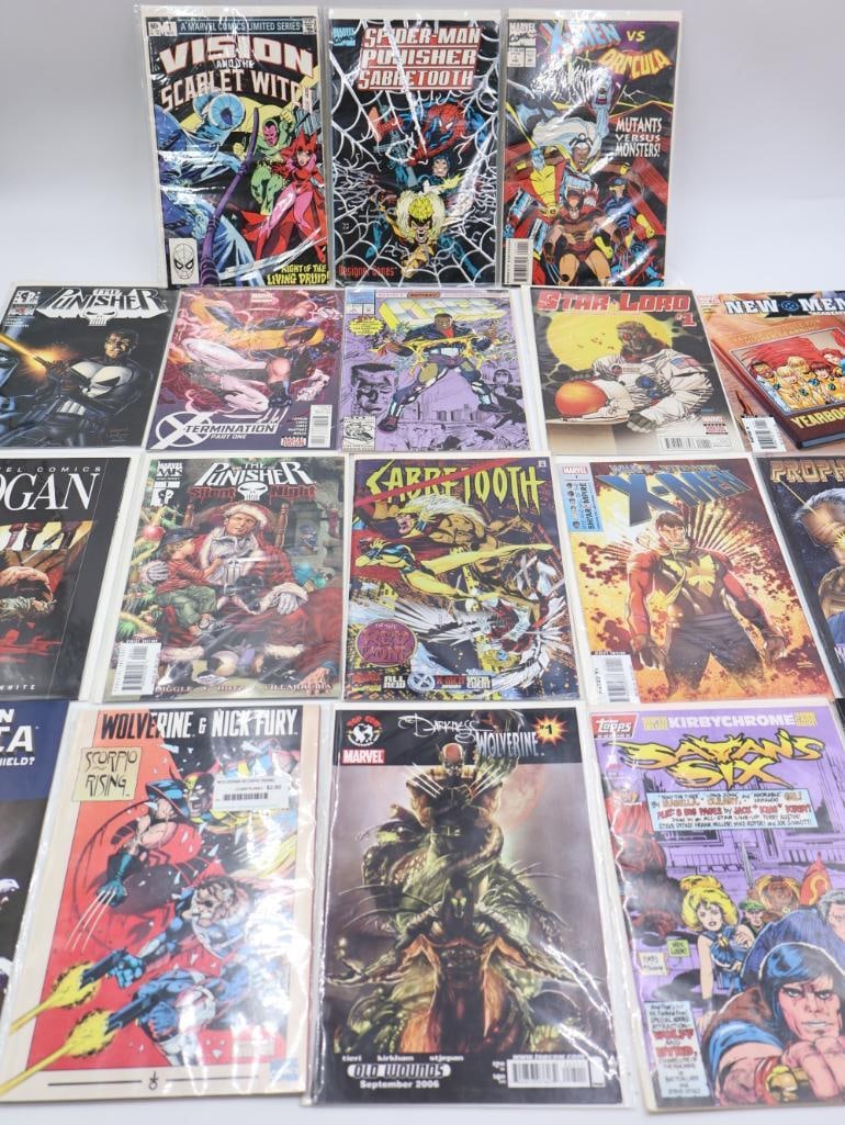 Collection of #1 Comics: First issue comics including The Punisher (with COA), Sabretooth, Satan's Six, Vision and Scarlet Witch, X Men vs. Dracula, Star Lord, and much more