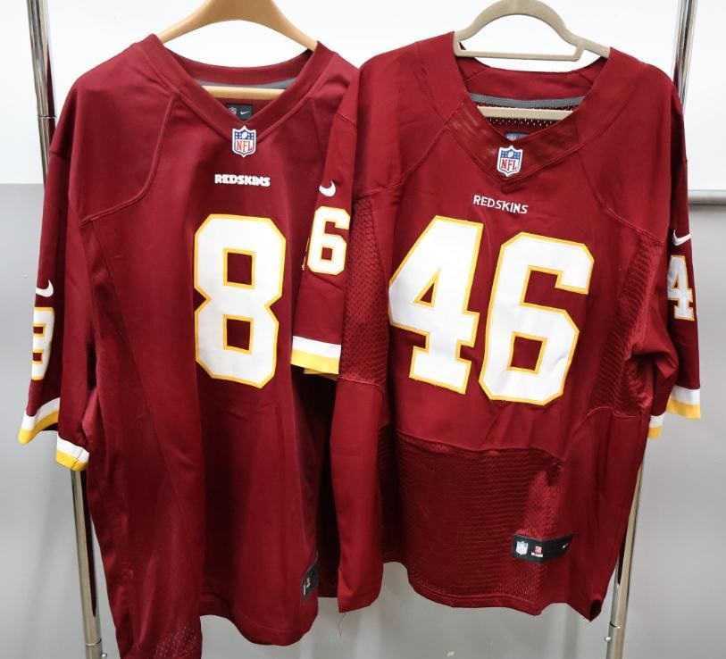 Two Redskins Football Jerseys: Nike 52 On Field Morris 46 jersey, and Nike XXL On Field Cousins 8 jersey