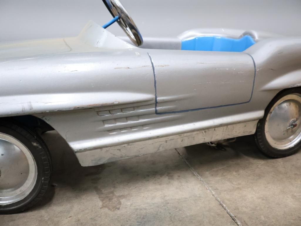 Vintage Silver Mercedes Pedal Car - 12
