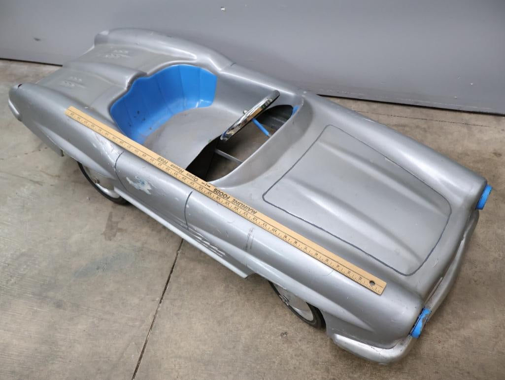 Vintage Silver Mercedes Pedal Car - 2