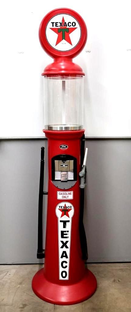Lifesize Texaco Gas Pump Gumball Machine: Unit stands about 85 inches tall. Please see all photos, unknown working condition and no key.