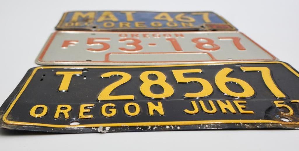 Three Vintage Oregon License Plates - 3