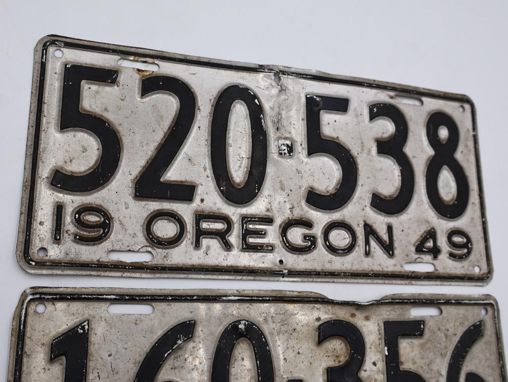 Two Vintage Oregon 1949 License Plates - 5