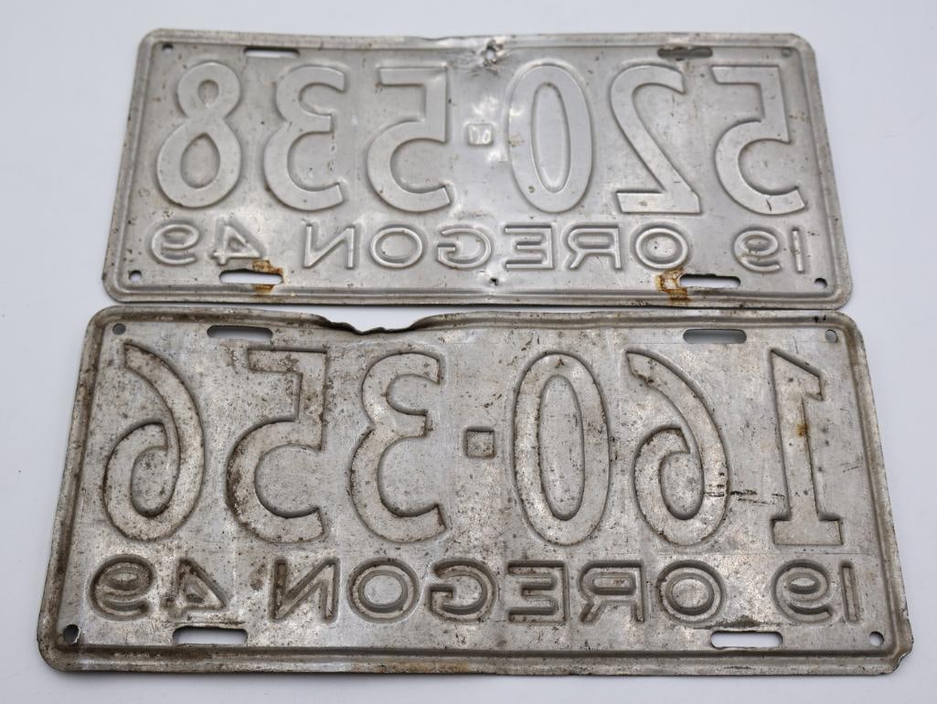 Two Vintage Oregon 1949 License Plates - 6