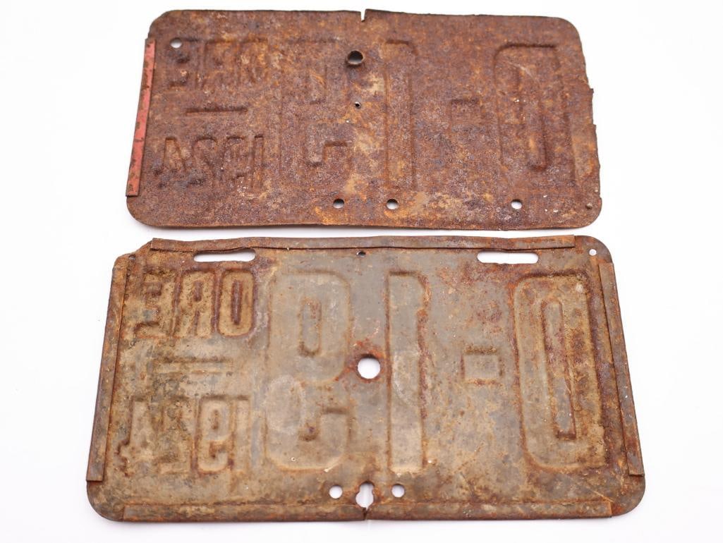 Antique Matched Pair of 1924 Oregon Motorcycle License Plates - 6