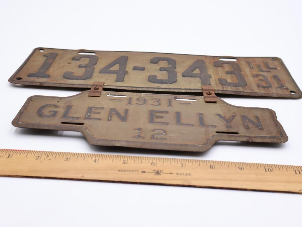 1931 Glen Ellyn Illinois License Plate - 2