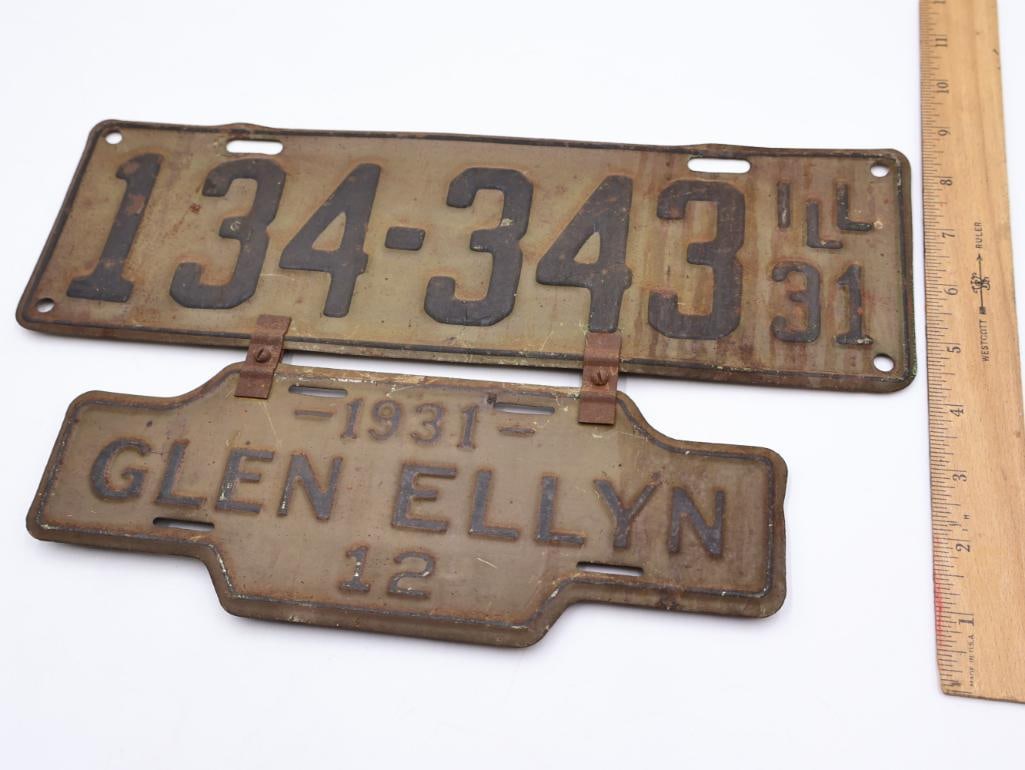 1931 Glen Ellyn Illinois License Plate - 3