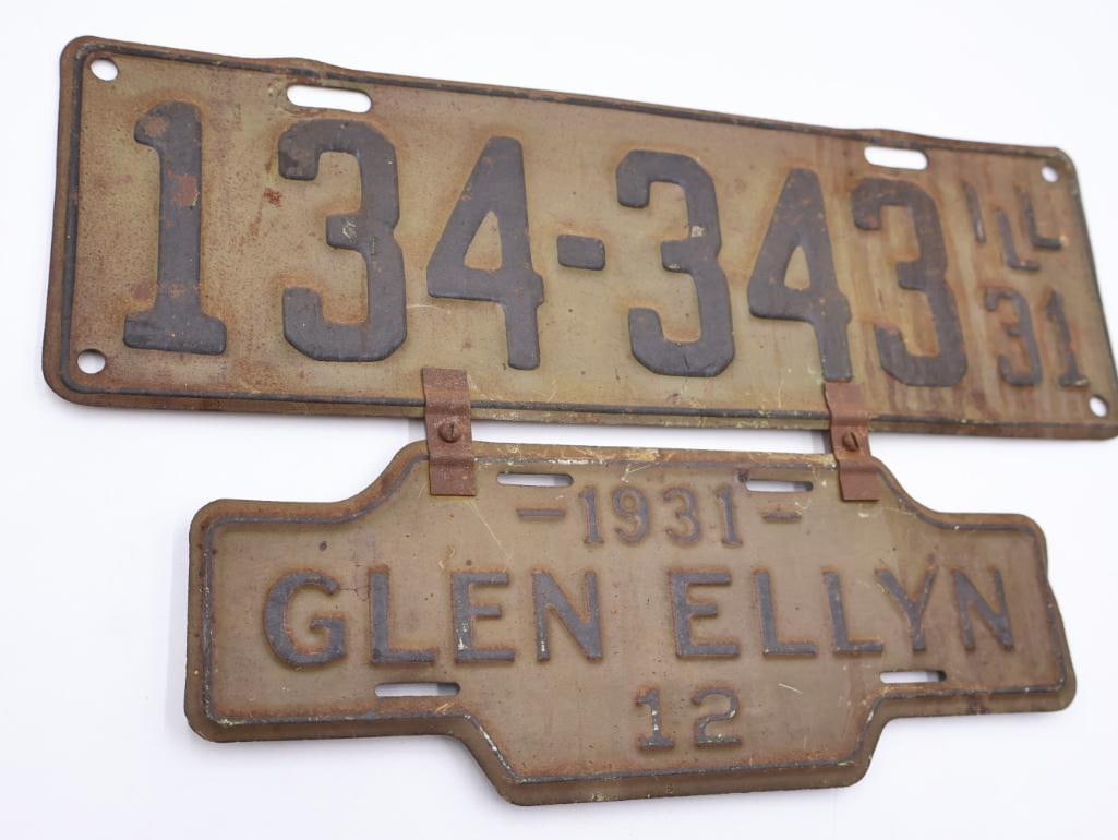 1931 Glen Ellyn Illinois License Plate - 4