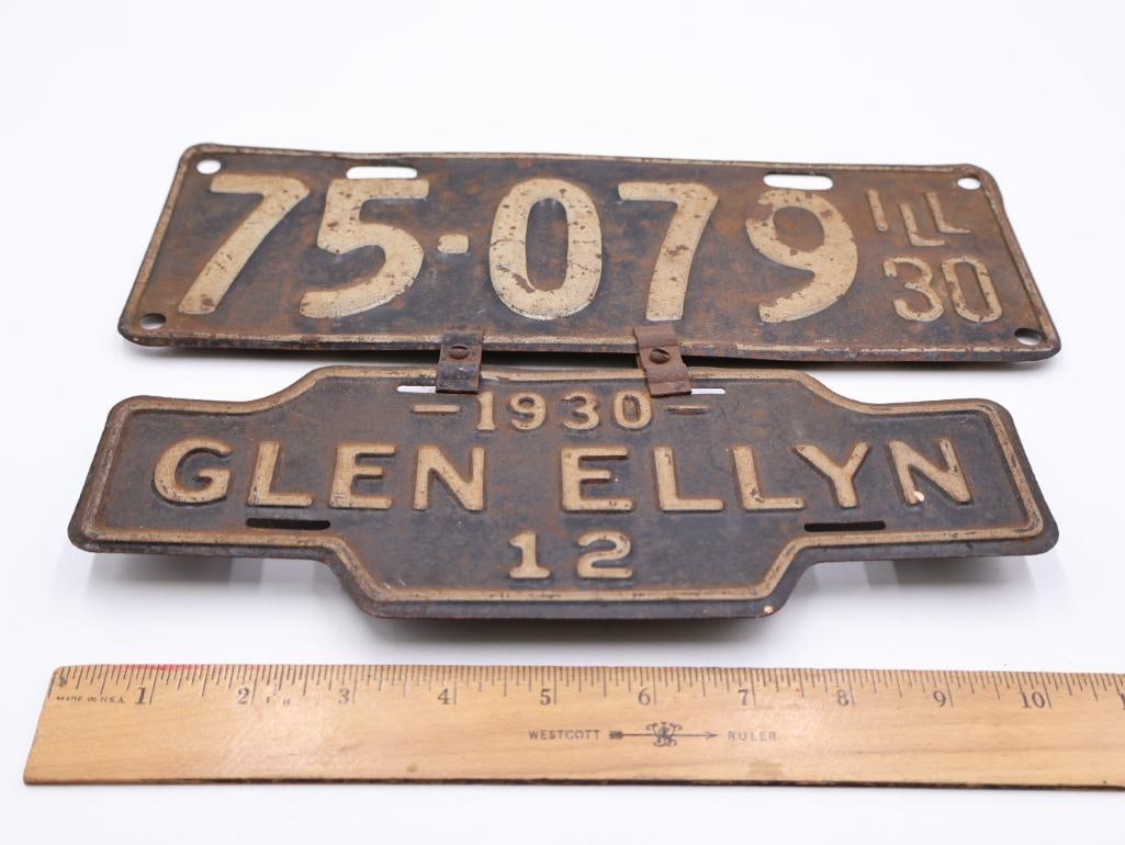 1930 Glen Ellyn Illinois License Plate - 2