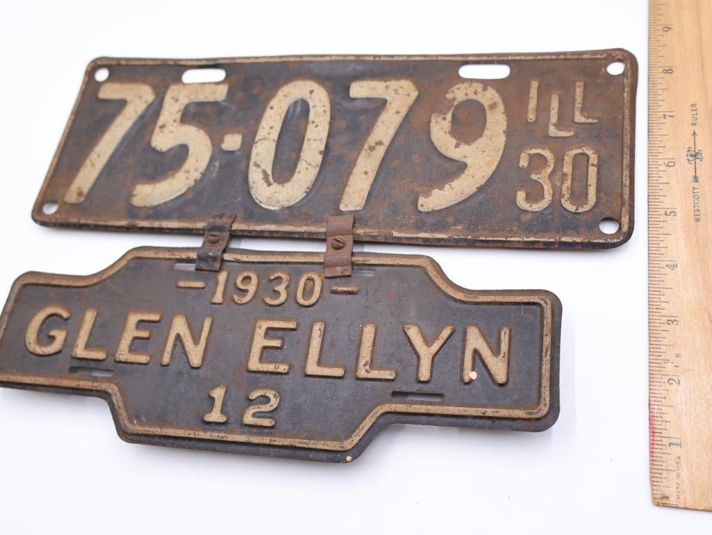 1930 Glen Ellyn Illinois License Plate - 3
