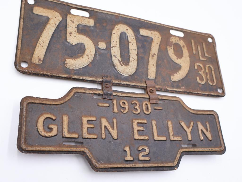1930 Glen Ellyn Illinois License Plate - 4