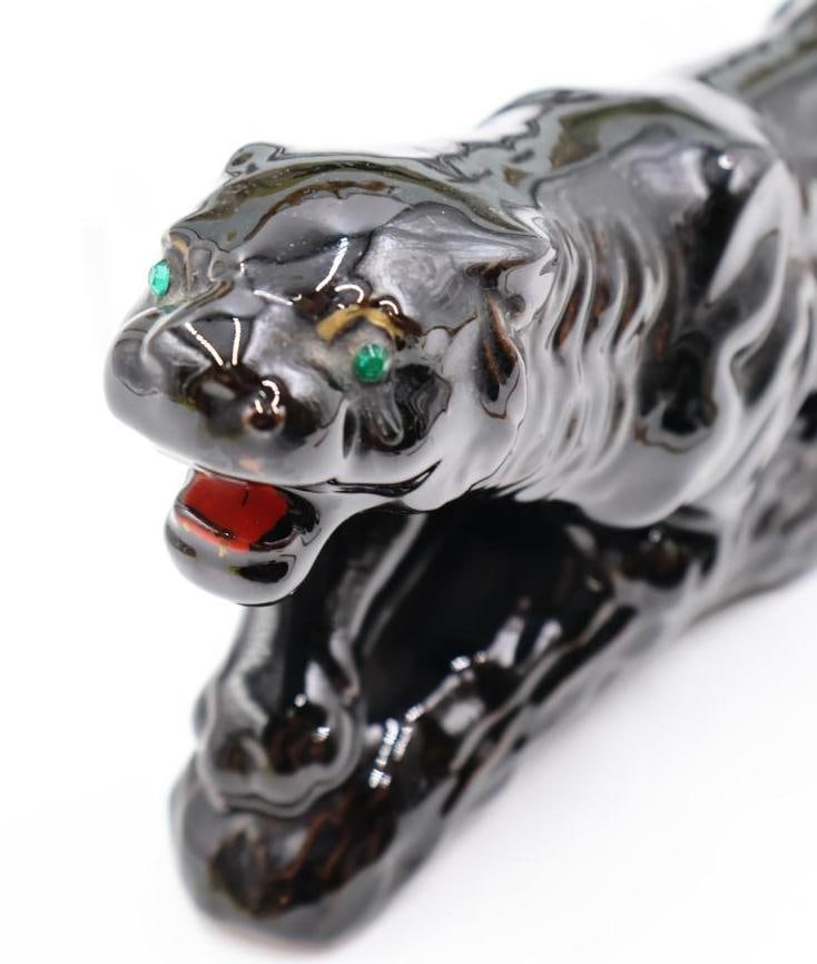 Vintage MCM Black Jaguar Puma Statue and Framed Piece - 3