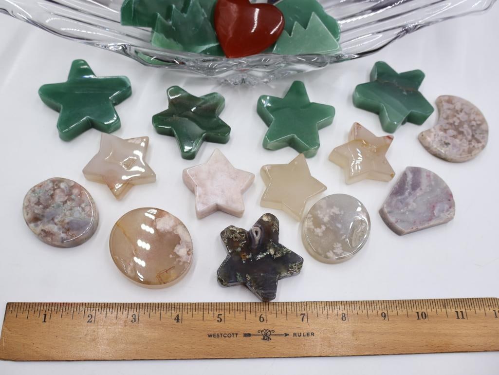 Vintage Slag Glass Compote and Stone Shapes - 2