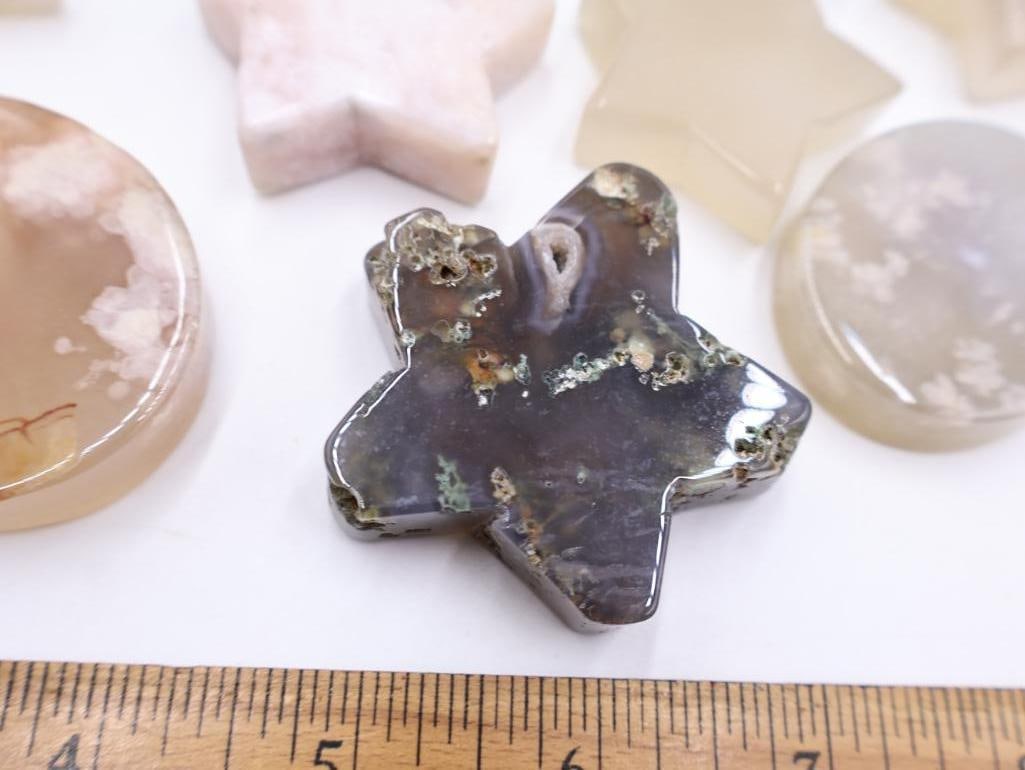 Vintage Slag Glass Compote and Stone Shapes - 3