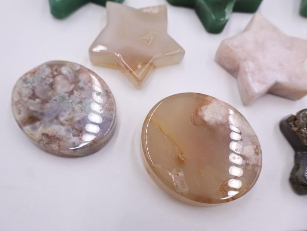 Vintage Slag Glass Compote and Stone Shapes - 4