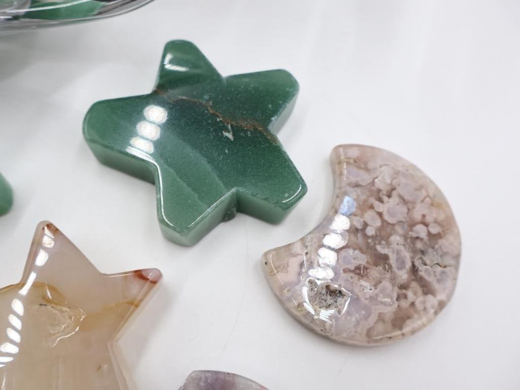 Vintage Slag Glass Compote and Stone Shapes - 6