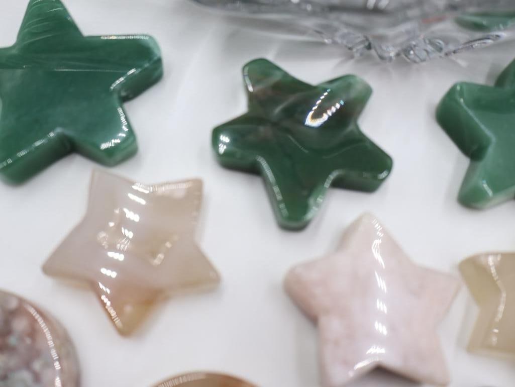 Vintage Slag Glass Compote and Stone Shapes - 7