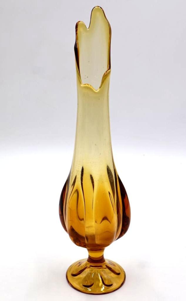 Vintage MCM Viking Amber Glass Swung Vase (1 of 4)