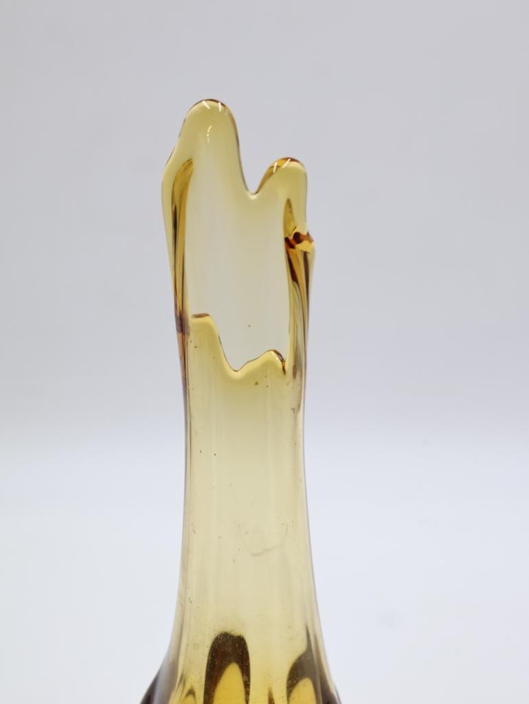 Vintage MCM Viking Amber Glass Swung Vase - 3