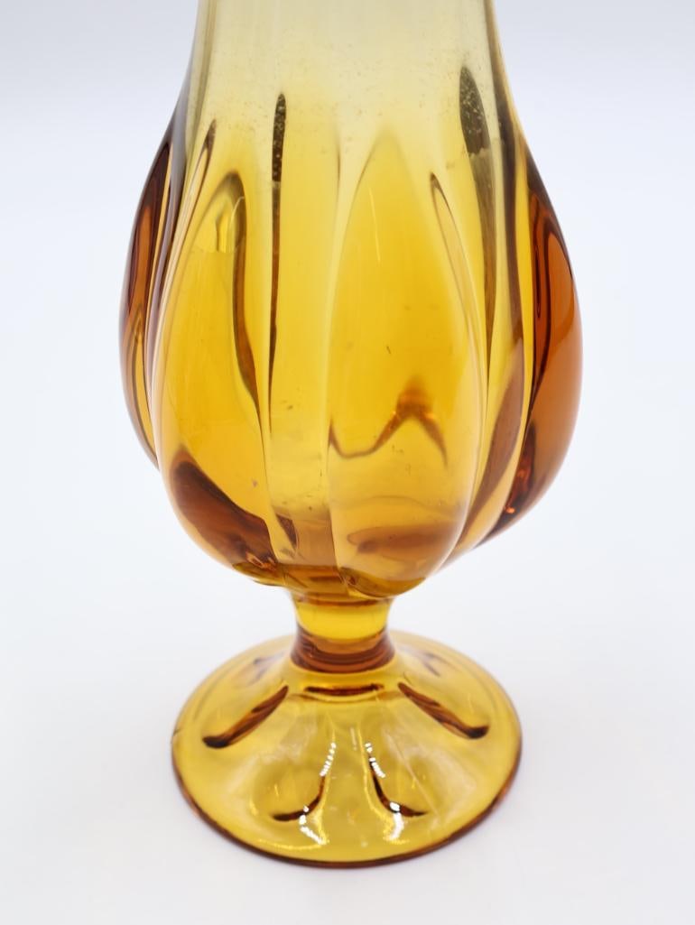 Vintage MCM Viking Amber Glass Swung Vase - 4