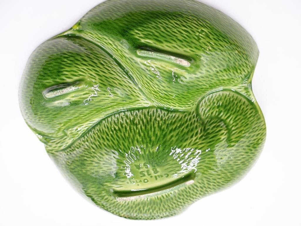 Vintage MCM California Original Green Leaf Tray and Enamel Butterfly Plate - 5