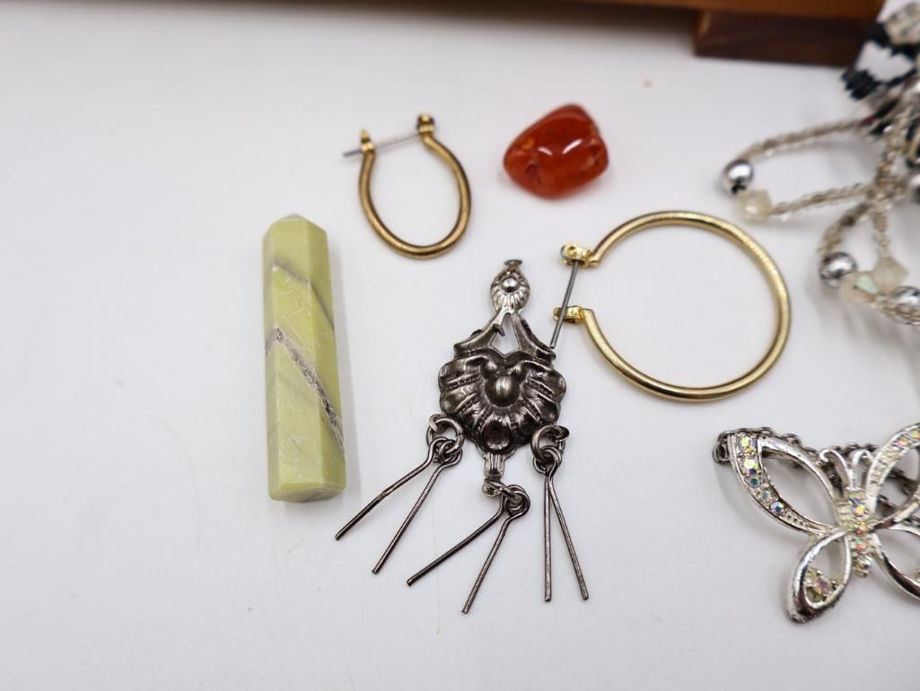 Vintage Jewelry Box with Assorted Costume Jewelry - 14
