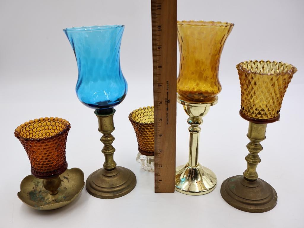 Vintage Wall Sconce and Brass Candle Holders - 10