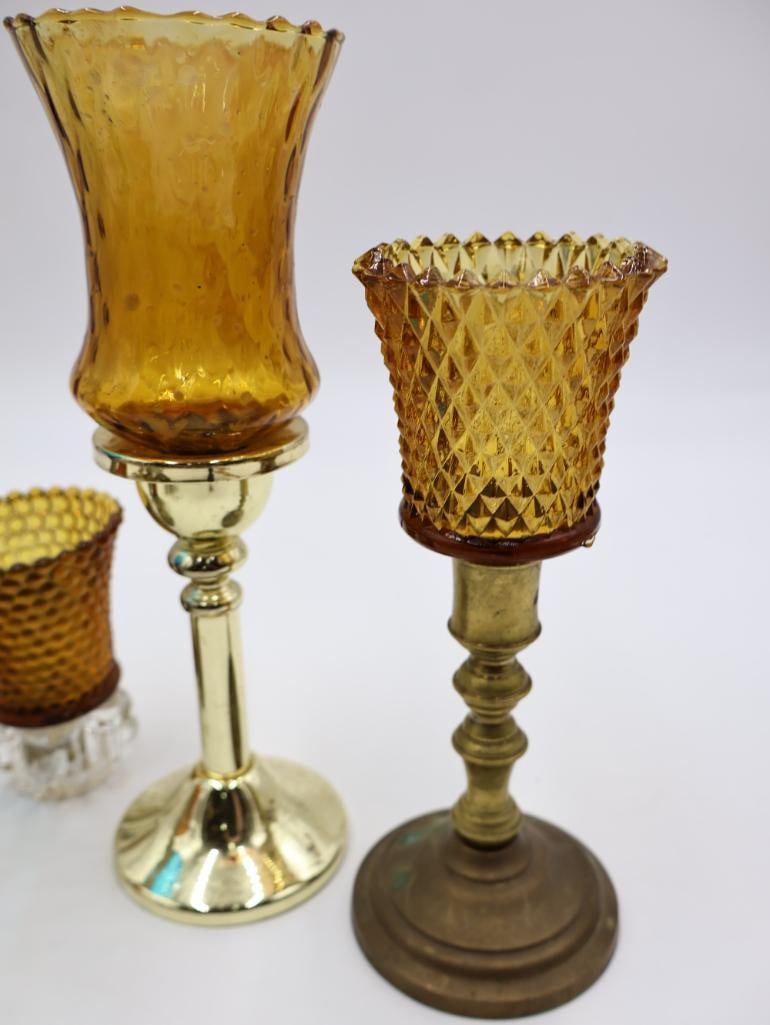 Vintage Wall Sconce and Brass Candle Holders - 11
