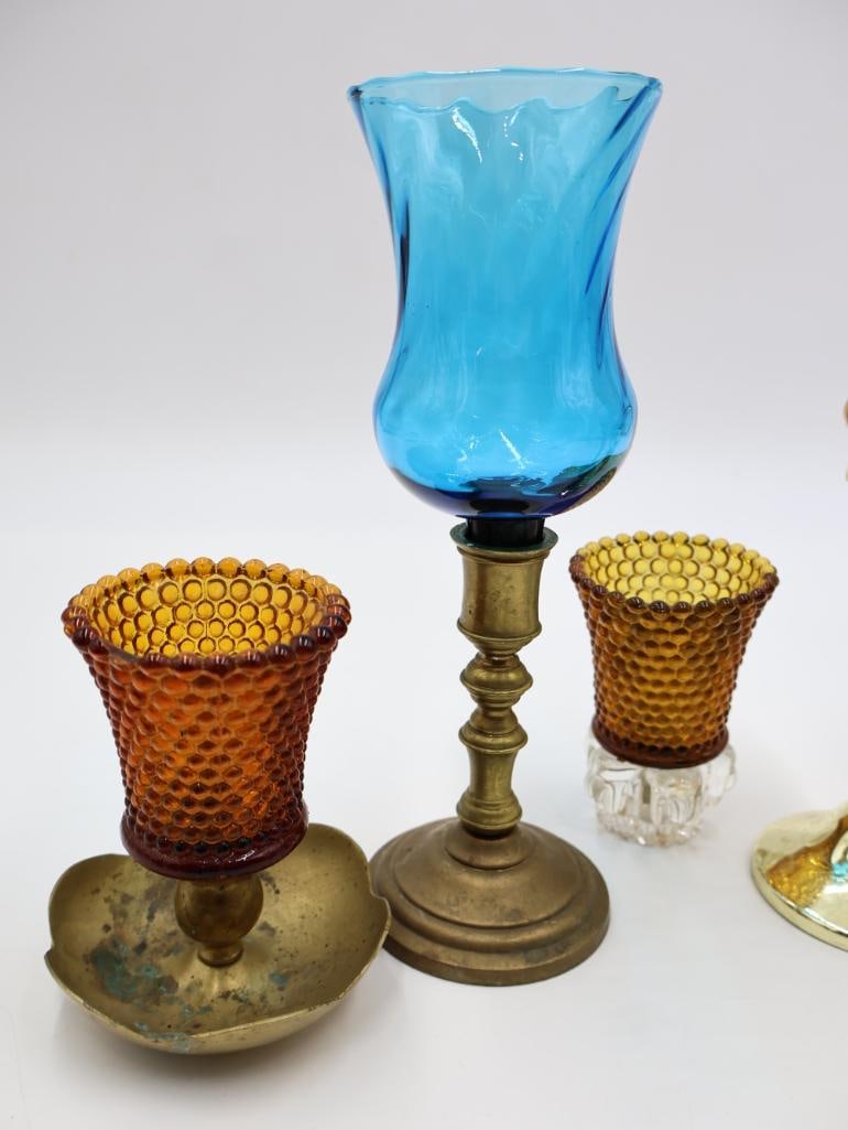 Vintage Wall Sconce and Brass Candle Holders - 13
