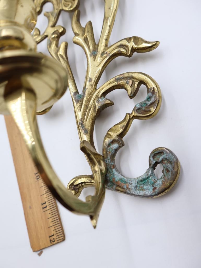 Vintage Wall Sconce and Brass Candle Holders - 8