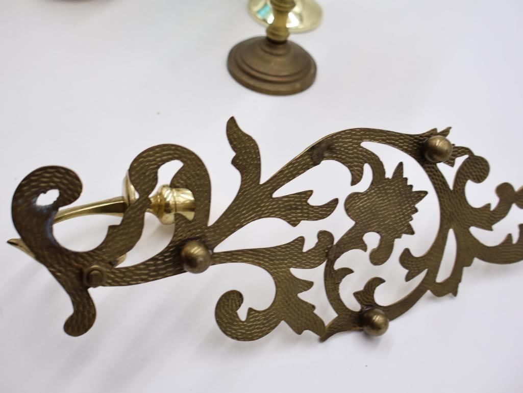 Vintage Wall Sconce and Brass Candle Holders - 9