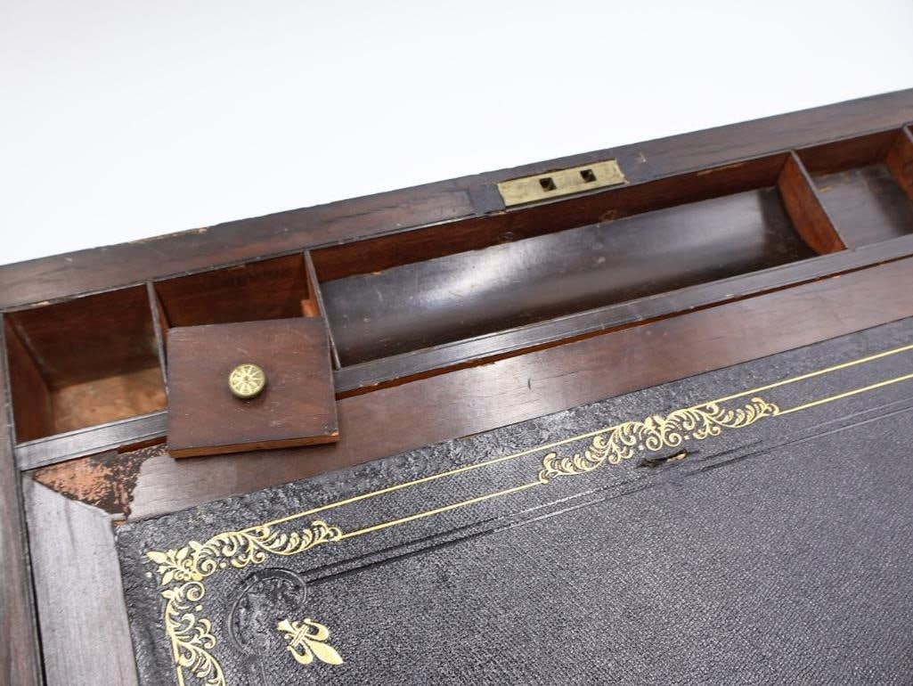 Antique Wood and Brass Writing Desk - 10