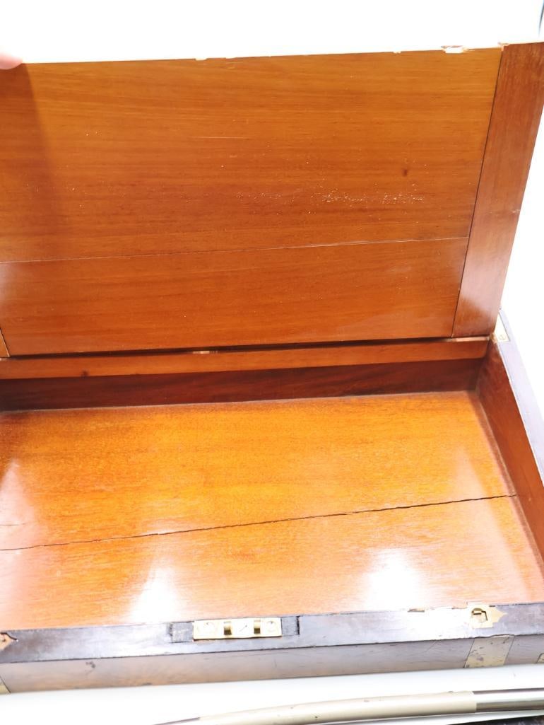 Antique Wood and Brass Writing Desk - 11