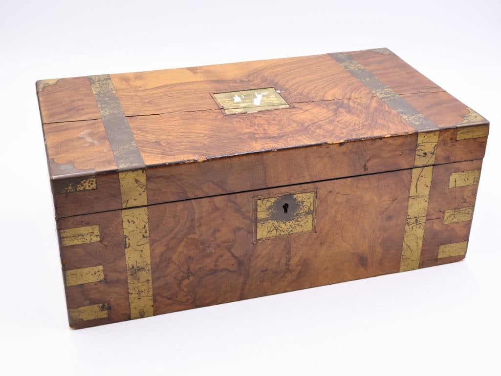Antique Wood and Brass Writing Desk (1 of 12)