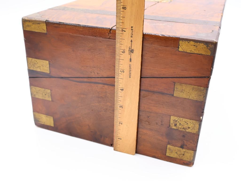 Antique Wood and Brass Writing Desk - 3
