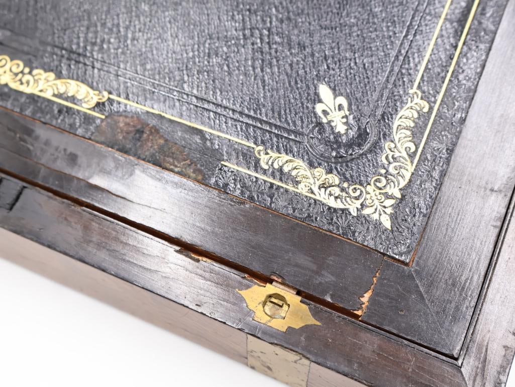Antique Wood and Brass Writing Desk - 8