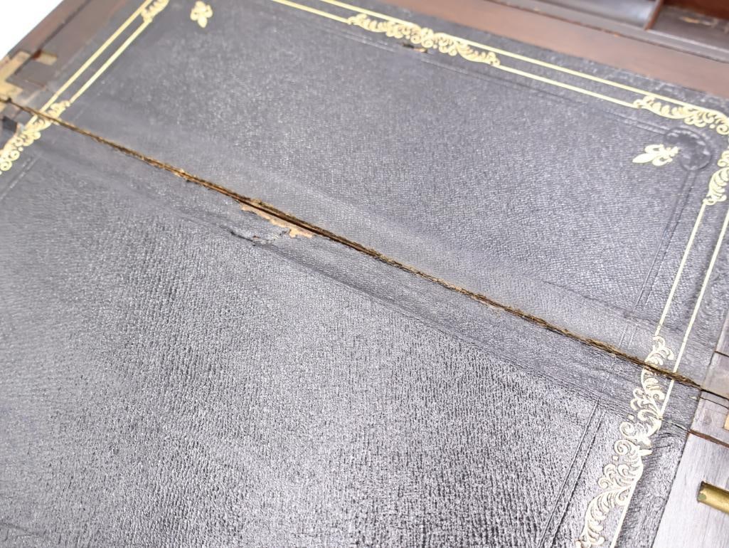 Antique Wood and Brass Writing Desk - 9
