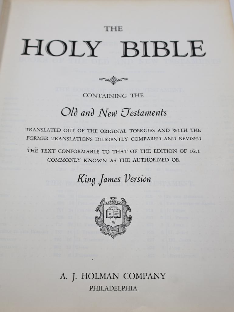 Three Vintage Large Holy Bibles - 7